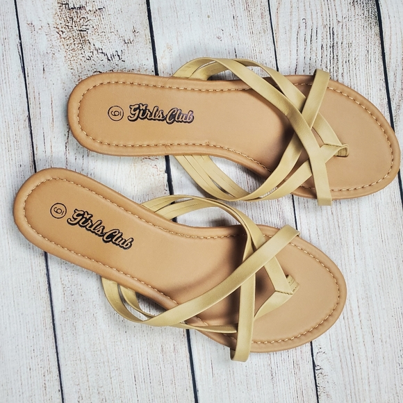 girls club Shoes - NWT Tan cross sandals size 6